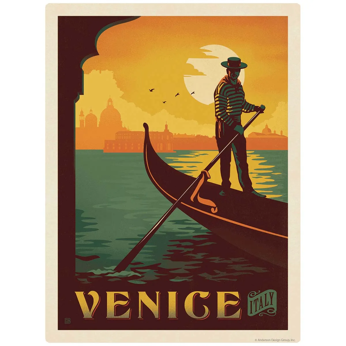 Venice Italy Canal Gondolier Vinyl Sticker